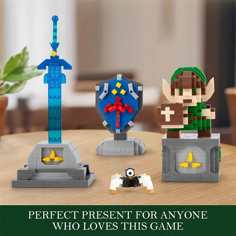 Espada Mestra e Escudo Hylian – Blocos do Link Zelda