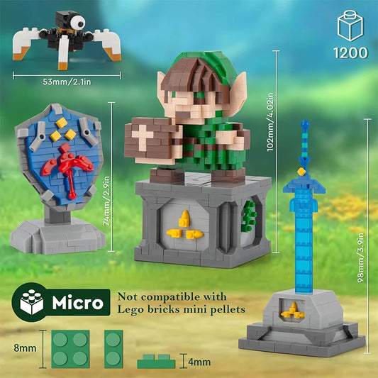 Espada Mestra e Escudo Hylian – Blocos do Link Zelda