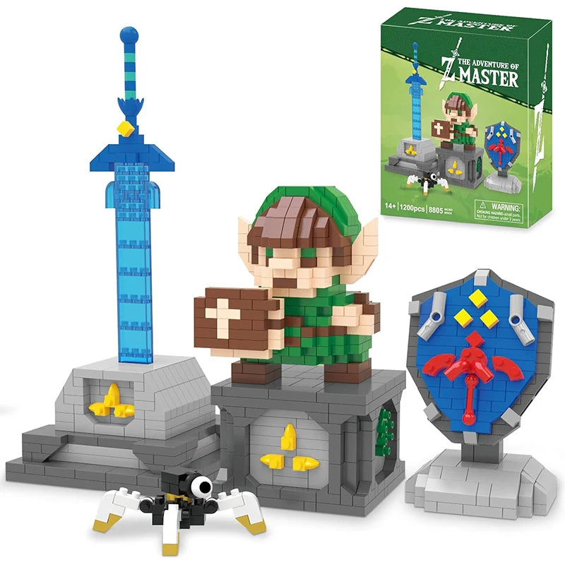 Espada Mestra e Escudo Hylian – Blocos do Link Zelda