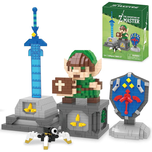 Espada Mestra e Escudo Hylian – Blocos do Link Zelda